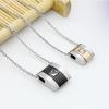 Aowello Estilo Coreano Moda Pingente de Casal Inseparável Joia de Aço Clássico Colar de Casal Masculino e Feminino Acessório de Corrente para Suéter
