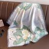 Lenço Quadrado Pequeno Feminino Vintage Lotus Moda Elegante Outono e Inverno Estilo Coreano Quente Profissional Lenço Elegante Xale Faixa de Cabelo Lenço