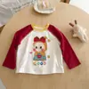 Colección de Otoño FHW Ropa para Niños Camiseta de Manga Larga de Dibujos Animados para Bebé Niña Versátil Otoño Nueva Llegada Top con Patrón de Manga Raglán para Niñas