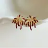 Pendientes de Esmalte Rojo con Fuegos Artificiales para Mujer, Pendientes de Diseño Único de Nicho Nuevo, Lujo Ligero, Gama Alta, Joyería Elegante para Orejas
