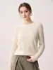 Suéter de Cachemir 100% Puro para Mujer Cuello Redondo Bajo Manga Larga de Canalé Estilo Sencillo Suéter Capa Base Tejido Prendas de Vestir Interiores