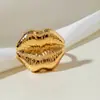 Joyería Transfronteriza Europea y Americana, Anillos Irregulares de Aleación Exagerados con Forma de Labios de Moda y Únicos, Juego de Anillos Huecos Vintage
