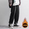 Pantalones casuales de pana para hombre, nuevos de otoño e invierno 2022, holgados, rectos, forrados de polar, modernos, pantalones de pierna ancha de moda para hombre