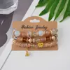 Aliexpress Más Vendido Pulsera Elástica Bohemia Multicapa Set de 4 Piezas Joyería al por Mayor Pulsera de Cuentas de Vidrio