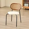 Silla de Comedor Nórdica de Ratán para Uso Doméstico, Estilo Ins de Lujo Ligero, Silla Vintage de Plástico Famosa en Internet para Hogar, Hostal y Restaurante con Respaldo, Silla de Imitación de Ratán