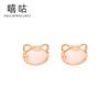 Pendientes de botón de plata S925 Xigu E1246 ópalo tigre diseño lindo para niña Sentido del diseño Pendientes de animal año del tigre