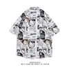 Camisa de Manga Corta con Estampado de Dibujos Animados Estilo Japonés para Hombres y Mujeres, Estilo Perezoso Divertido de Nicho para Verano, Camisa de Pareja Estudiante