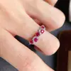 Anillo de Rubí Natural Transfronterizo de Amazon Plata S925 Piedra Principal 3*3 Joyería de Lujo Venta Directa de Fábrica