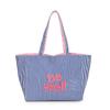[Promoção Imperdível da Loja] Bolsa Tote Coreana de Grande Capacidade Reversível Nova Listrada Casual Textura de Ombro Bordada Vela