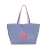 [Promoção Imperdível da Loja] Bolsa Tote Coreana de Grande Capacidade Reversível Nova Listrada Casual Textura de Ombro Bordada Vela