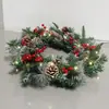 Nova Guirlanda de Natal de Luxo Acessível Mergulhada em Agulhas de Pinheiro Branco Folhas de Pinho Misturadas com Frutas Vermelhas Guirlanda de Pinhas Pinos de Porta e Janela Decoração de Natal