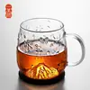 Taza de Agua de Cristal del Monte Fuji de Alto Valor Yan Taza para Bebidas Frías de Jugo para Hombres y Mujeres Taza de Café de Verano Estilo Ins para Mujeres