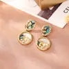 Aretes de Concha Natural y Perlas de Mijo Estilo Pintura al Óleo Jardín de Monet Aretes de Lujo Accesible Moda Retro Elegantes Exquisitos