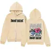 Sudadera con cremallera y estampado de letras de amor de diseño simple y moderno, Sudadera con capucha para hombre