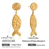 Brincos de Aço Titânio com Padrão Martelo, Elegantes e Discretos, Brincos de Luxo Leve de Alta Qualidade, Brincos Estilo Férias, Joias Transfronteiriças de Aço Inoxidável para a Beira-Mar