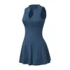 Vestido Esportivo Europeu e Americano com Zíper Dois em Um para Mulheres, Vestido de Tênis Anti-Exposição, Saia de Tênis Fitness para Corrida ao Ar Livre