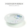 Tazón cubierto de pie alto con pequeña flor azul pintado a mano, taza de té, juego de té kung fu, tetera de cerámica, color bajo cubierta, taza para té de burbujas, tetera de mano antiquemaduras