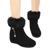 Botas de nieve para mujer con forro de pelo de conejo, suela gruesa, colección otoño/invierno 2026, con diseño interior que aumenta la altura, botines, acolchadas para abrigar, versátiles y cómodas