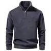 Nuevo Jersey Pullover para Hombre Otoño e Invierno, Sudadera con Media Cremallera, Chaqueta Oversize Versátil de Color Sólido, Forrada de Polar y Engrosada