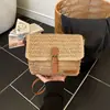 Bolso Cuadrado Pequeño Tejido de Paja Minimalista de Gama Alta 2026 Versión Coreana Nuevo Bolso de Hombro de Moda Bolso Cruzado de Moda Casual de Nicho