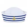 Sombrero Azul y Blanco Rayado Azul Marino Transfronterizo Amazon Fiesta de Halloween Sombrero de Ala Ancha Copa Redonda Barco Vista Sombrero de Marinero
