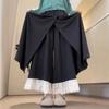 Calças Culotte de Renda com Recortes de Design Cintura Alta Outono e Inverno para Mulheres 2025 Novo Estilo Coreano Estilo Preguiçoso Soltas Casuais de Perna Larga