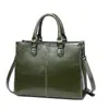 Bolso de hombro y cruzado tipo tote de gran capacidad en piel genuina, estilo francés vintage para ir al trabajo y negocios, bolso de mano para mujer en piel de cera de aceite