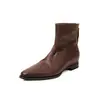 Botines Chelsea Elegantes de Piel de Vaca Lavada con Punta Fina, Aumentadores de Altura Invisibles, Otoño/Invierno 2026, Tacón Bajo, Piel Genuina, Versátiles para Mujer