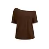 Ropa de verano nueva de comercio exterior europeo y americano Y2K para mujer Amazon tops de diseñador tops holgados de hombros descubiertos camisetas de hombros descubiertos