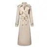 Gabardina Larga Estilo Británico Talla Plus para Mujeres Ligeramente Gorditas, Doble Botonadura, Elegante, con Cinturón, Corte Entallado, Estilo Europeo y Americano