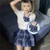 Estilo Preppy Otoño e Invierno Versátil Camisa Blanca Traje de Uniforme Falda Jk Conjunto Completo para Niña Estilo Sexy Camisa de Cintura Puro Deseo