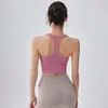Camiseta de Yoga de Espalda Cruzada para Mujer con Copas Fijas Sujetador Deportivo Integrado Soporte Push-up Sujetador de Fitness Anti-Caída