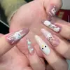 Set de 10 Uñas Azules Ojo de Gato Brillantes Hechas a Mano para una Hija Adinerada, Modernas y Populares, Realza el Cutis y la Elegancia, Uñas Portátiles al por Mayor