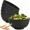 Tigela Plástica Preta 20cm para Uso Doméstico, Tigela Espessada para Arroz, Tigela para Salada de Frutas, Tigela Anti-Quebra para Macarrão Instantâneo em Restaurantes, Tigela para Sopa Picante de Hot Pot