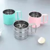 En stock tamiz de harina para hornear manual semi-automático tamiz de harina pequeño mediano grande de acero inoxidable tamiz de harina Taza filtro de harina