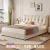Cama tipo puff de cuero Nappa genuino de capa superior estilo crema 1.8 metros almacenamiento neumático cama doble para dormitorio principal Fábrica de origen de Foshan