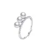 Anel de Pérola de Prata Esterlina S925 Levemente Luxuoso de Alta Qualidade para Mulheres, Anel de Joia Zircônia Microincrustada Estilo Trendy Ins