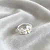 Anillo de Plata de Ley S925 Flor de Gardenia Fresca, Moderno y Elegante, Sencillo y Dulce, Diseño Fresco y Único, Anillo para el Dedo Índice para Mujeres
