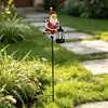 Luz de Estaca de Chão Oca de Ferro para Jardim com Papai Noel, Luz Solar para Paisagem de Jardim ao Ar Livre, Luz de Estaca de Chão Transfronteiriça