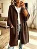 Abrigo de punto con capucha estilo europeo, gorro, cárdigan de punto para mujer, longitud media, suelto, manga tres cuartos, botones, estilo perezoso