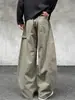 Pantalones casuales de pierna recta estilo japonés para hombre, moda urbana de moda con diseño de patchwork lavado estilo americano, color liso y corte de pierna curva