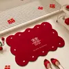 Tapete de banho de terra de diatomáceas vermelho para casamentos, festivo e absorvente, secagem rápida e antiderrapante, adequado para quartos de casamento e banheiros