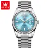 Oris Olevs Reloj de Lujo con Logo para Hombre Moda Luminoso Resistente al Agua Negocios Correa de Acero Reloj para Hombre