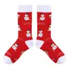 Calcetines de Algodón Navideños para Ventas Transfronterizas de Amazon, Talla Grande Unisex para Pareja, Calcetines Navideños de Tubo Alto, Calcetines Navideños Largos con Graffiti de Moda
