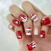 Lindos Muñecos de Nieve Navideños Derritiéndose Cuadrados Cortos Versátiles para Niña Lindos y Dulces Uñas Portátiles Desmontables 24 Piezas