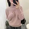 Top Básico de Punto para Mujer 2026, Nuevo, con Medio Cuello Alto y Tachuelas de Diamante, para Otoño/Invierno, Se Puede Usar por Dentro o por Fuera, Top Elegante