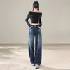 Jeans Americano Retrô de Perna Larga Novo 2026 Transfronteiriço para Mulheres, Formato Pera, Cintura Alta, Caimento Solto, Emagrecedor, Perna Reta, para Figuras Baixas