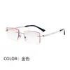 Nuevas Gafas Sin Montura para Hombre Yashi Road con Bordes Cortados en Diamante e Diamantes Incrustados, Gafas Listas para Negocios con Patillas Flexibles