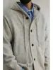 Estilo Old Money, retro americano, suéter cárdigan gris con capucha, unisex, moderno, casual, tejido para parejas, ropa de abrigo