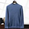 Suéter de Cachemira Holgado de Moda para Hombres Jóvenes 2026 Otoño e Invierno Nuevo Estilo Cuello Alto Medio Color Sólido Suéter Base Casual para Hombres
